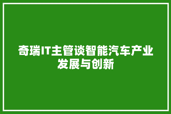 奇瑞IT主管谈智能汽车产业发展与创新
