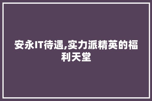 安永IT待遇,实力派精英的福利天堂