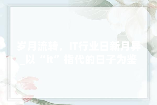 岁月流转，IT行业日新月异_以“it”指代的日子为鉴