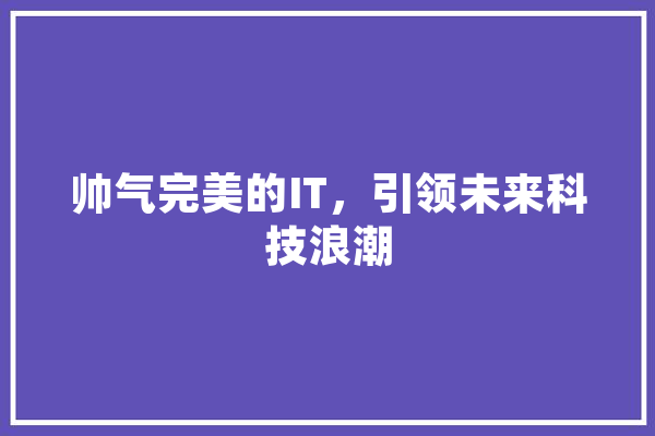 帅气完美的IT，引领未来科技浪潮 AI简讯