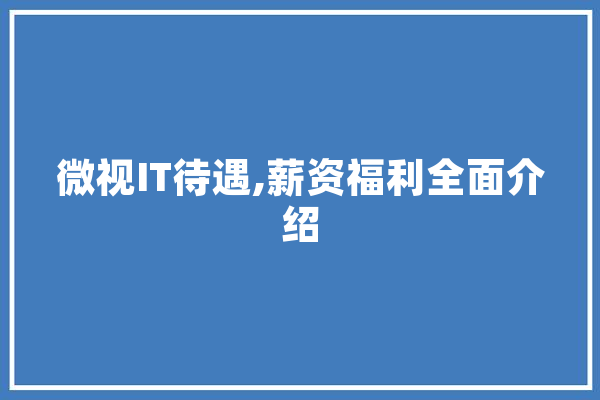 微视IT待遇,薪资福利全面介绍 计算机