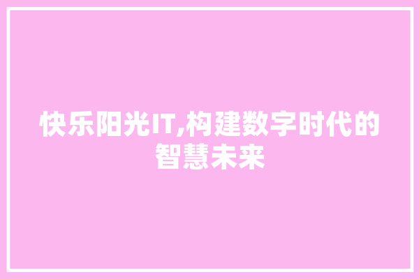 快乐阳光IT,构建数字时代的智慧未来