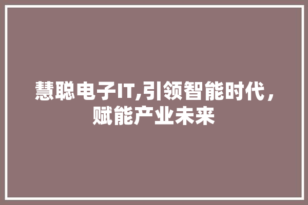 慧聪电子IT,引领智能时代，赋能产业未来