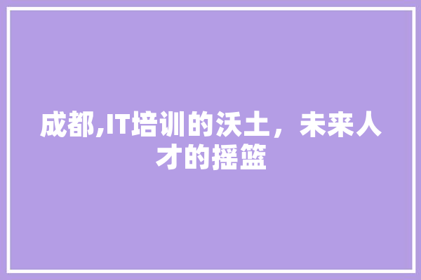 成都,IT培训的沃土，未来人才的摇篮