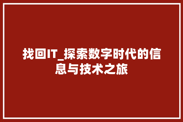 找回IT_探索数字时代的信息与技术之旅
