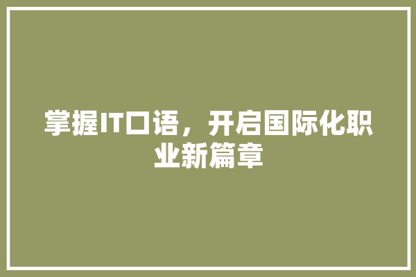 掌握IT口语，开启国际化职业新篇章 计算机