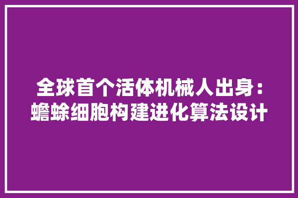 全球首个活体机械人出身：蟾蜍细胞构建进化算法设计能动能自愈_机械人_佛蒙特 智能助手