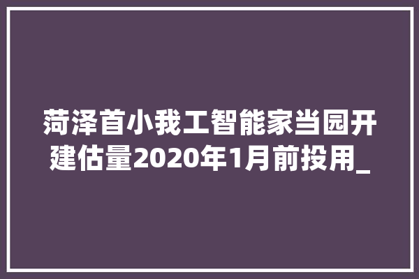 菏泽首小我工智能家当园开建估量2020年1月前投用_人工智能_家当 智能助手