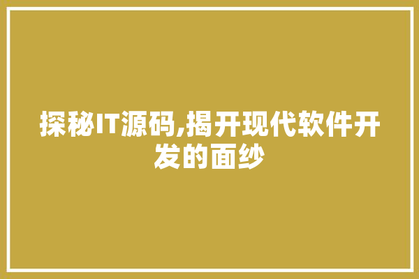 探秘IT源码,揭开现代软件开发的面纱