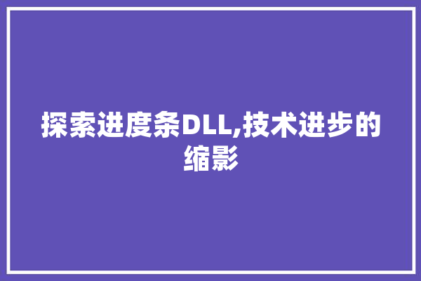 探索进度条DLL,技术进步的缩影