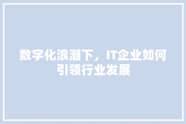 数字化浪潮下，IT企业如何引领行业发展 科技快讯