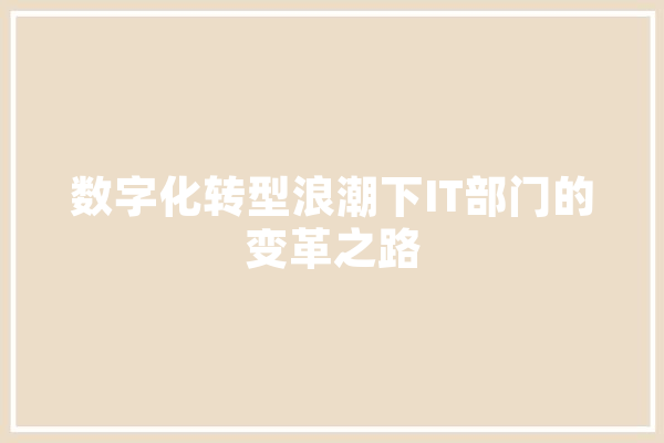 数字化转型浪潮下IT部门的变革之路