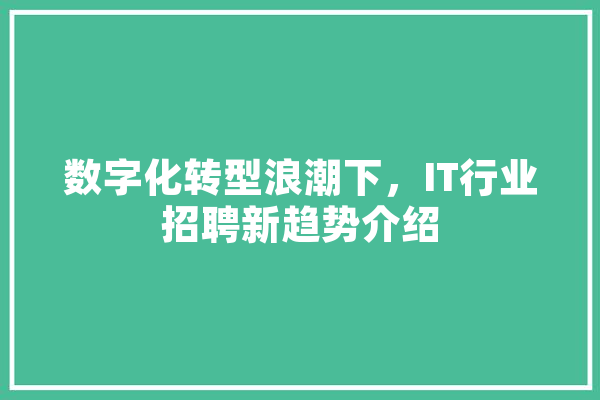 数字化转型浪潮下，IT行业招聘新趋势介绍