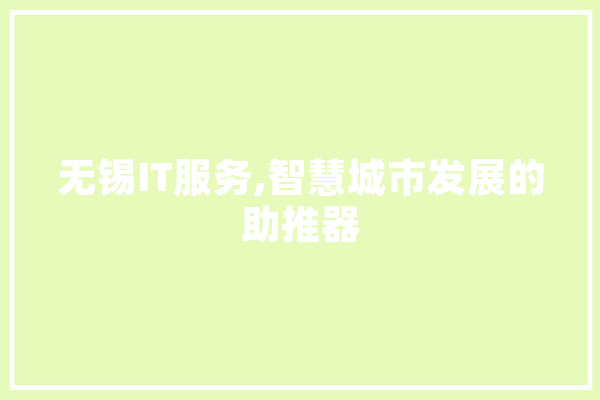 无锡IT服务,智慧城市发展的助推器
