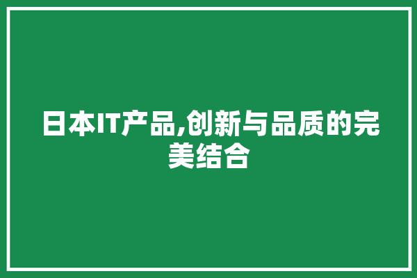 日本IT产品,创新与品质的完美结合 AI快讯