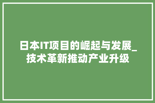 日本IT项目的崛起与发展_技术革新推动产业升级
