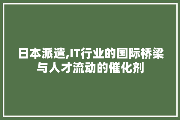 日本派遣,IT行业的国际桥梁与人才流动的催化剂