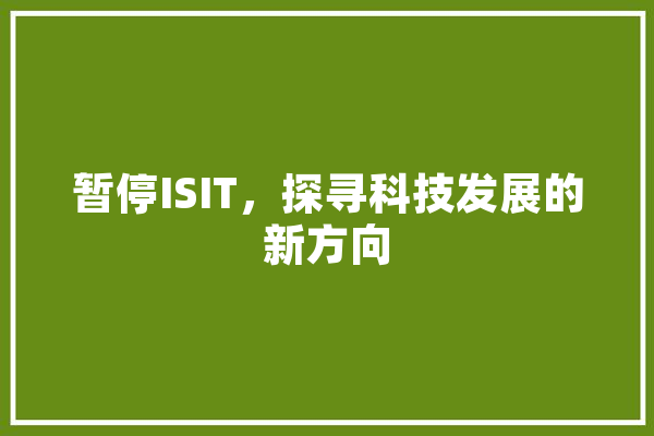 暂停ISIT，探寻科技发展的新方向