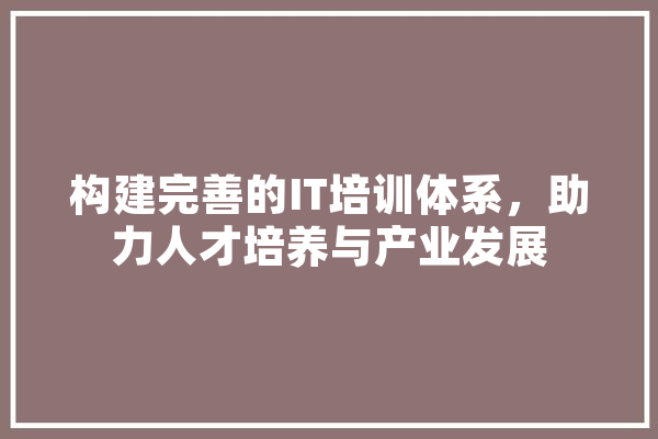 构建完善的IT培训体系，助力人才培养与产业发展