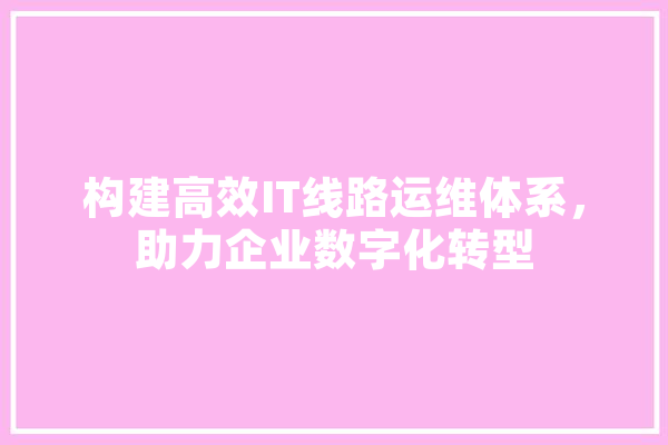 构建高效IT线路运维体系，助力企业数字化转型 智能问答