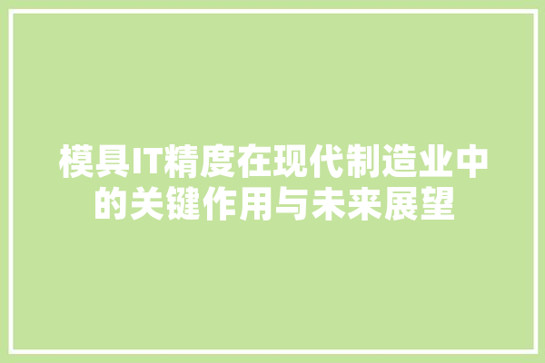 模具IT精度在现代制造业中的关键作用与未来展望