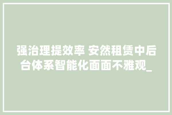 强治理提效率 安然租赁中后台体系智能化面面不雅观_体系_安然 智能问答