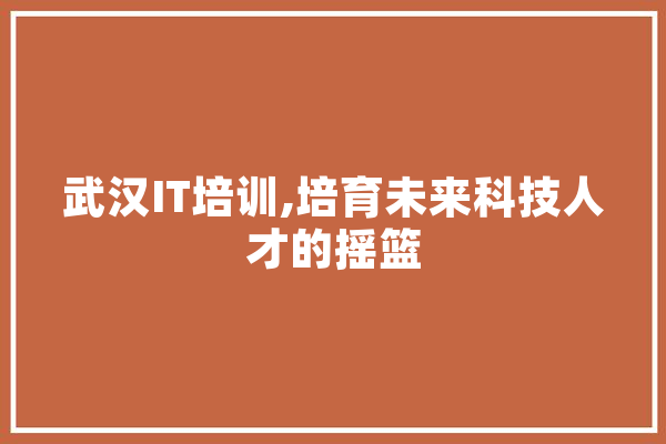 武汉IT培训,培育未来科技人才的摇篮