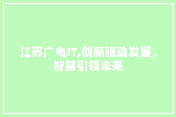 江苏广电IT,创新驱动发展，智慧引领未来