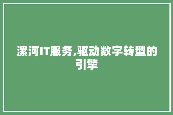 漯河IT服务,驱动数字转型的引擎