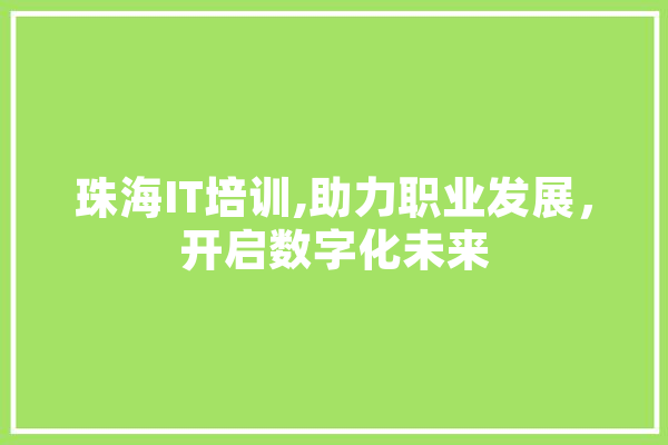 珠海IT培训,助力职业发展，开启数字化未来