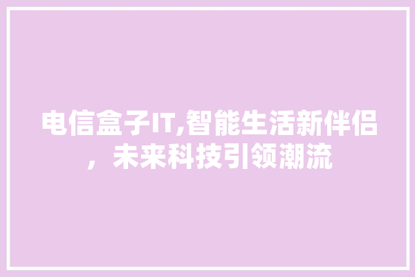 电信盒子IT,智能生活新伴侣，未来科技引领潮流