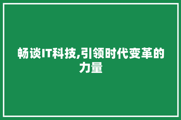 畅谈IT科技,引领时代变革的力量 科技快讯