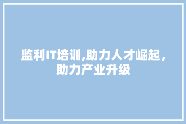 监利IT培训,助力人才崛起，助力产业升级