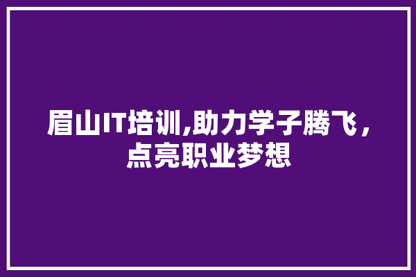 眉山IT培训,助力学子腾飞，点亮职业梦想