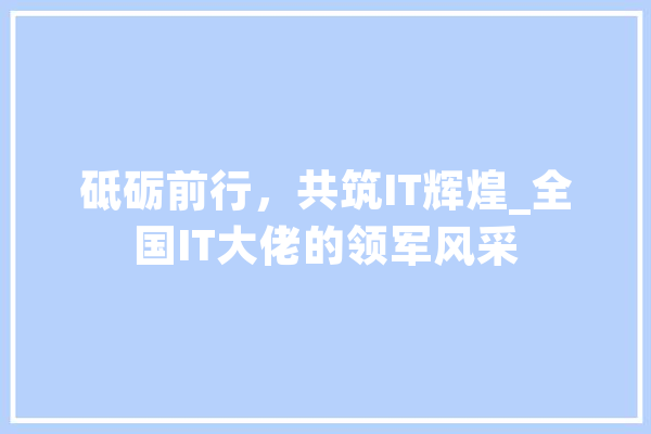 砥砺前行，共筑IT辉煌_全国IT大佬的领军风采