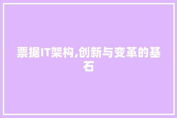 票据IT架构,创新与变革的基石