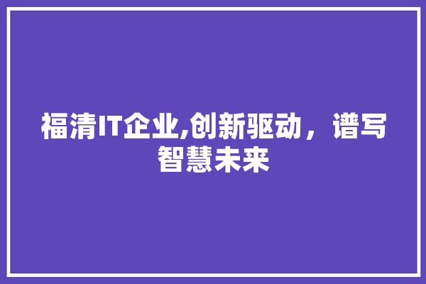 福清IT企业,创新驱动，谱写智慧未来