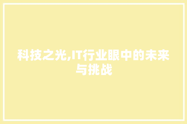 科技之光,IT行业眼中的未来与挑战 智能助手