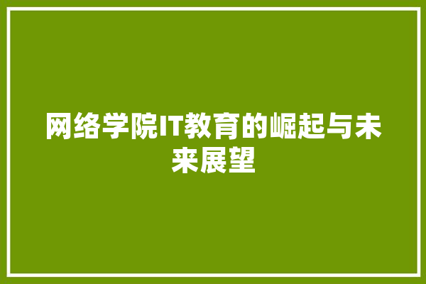 网络学院IT教育的崛起与未来展望
