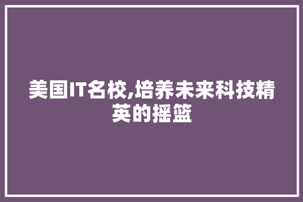 美国IT名校,培养未来科技精英的摇篮