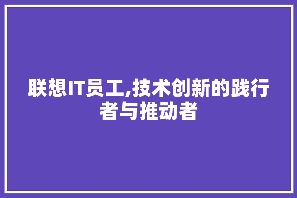 联想IT员工,技术创新的践行者与推动者 云服务