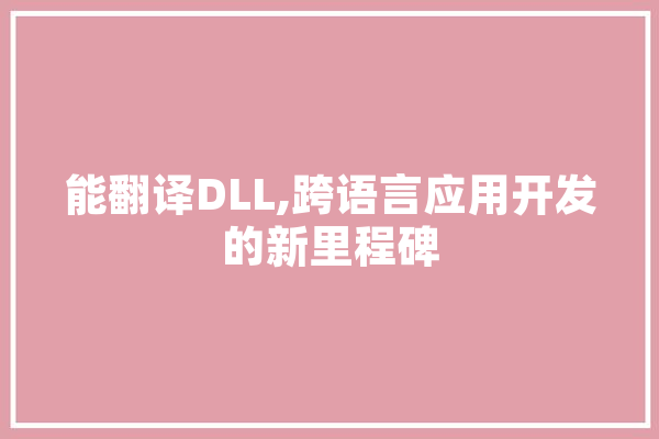 能翻译DLL,跨语言应用开发的新里程碑 科技快讯