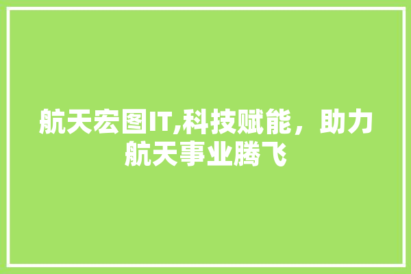 航天宏图IT,科技赋能，助力航天事业腾飞