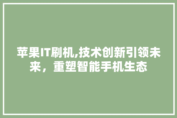 苹果IT刷机,技术创新引领未来，重塑智能手机生态
