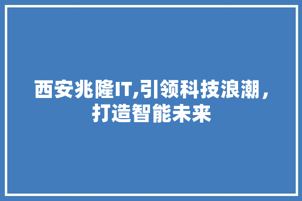 西安兆隆IT,引领科技浪潮，打造智能未来