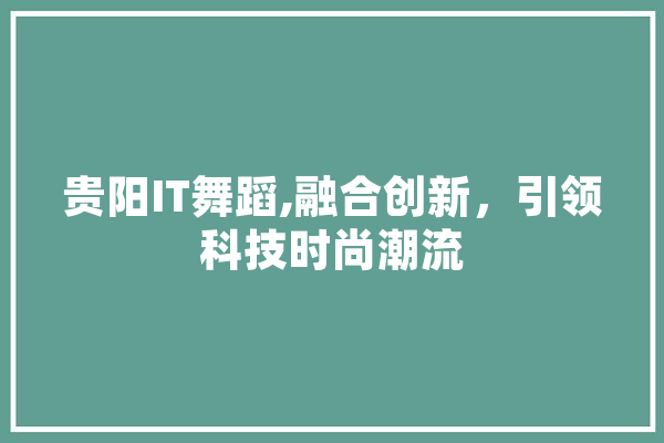 贵阳IT舞蹈,融合创新，引领科技时尚潮流