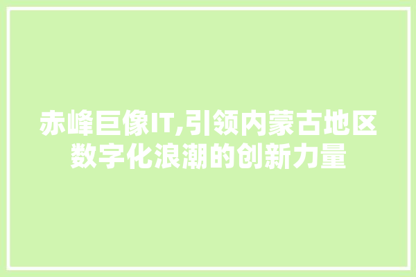 赤峰巨像IT,引领内蒙古地区数字化浪潮的创新力量