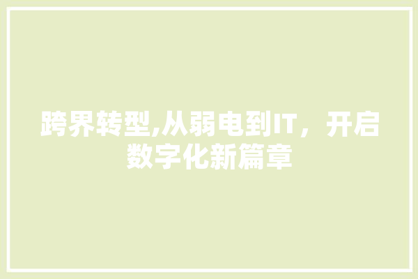 跨界转型,从弱电到IT，开启数字化新篇章