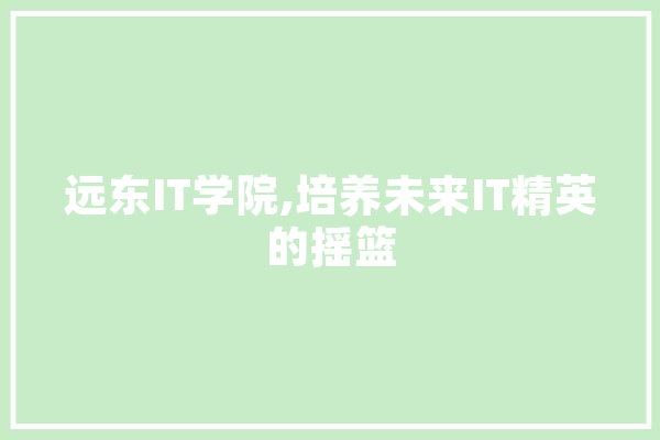 远东IT学院,培养未来IT精英的摇篮