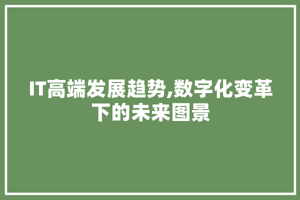 IT高端发展趋势,数字化变革下的未来图景 绘影字幕